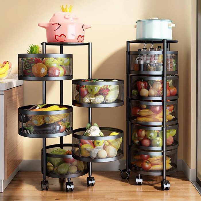 5 layers rotating kitchen bathroom office fruit vegetables rack  round - Image 1