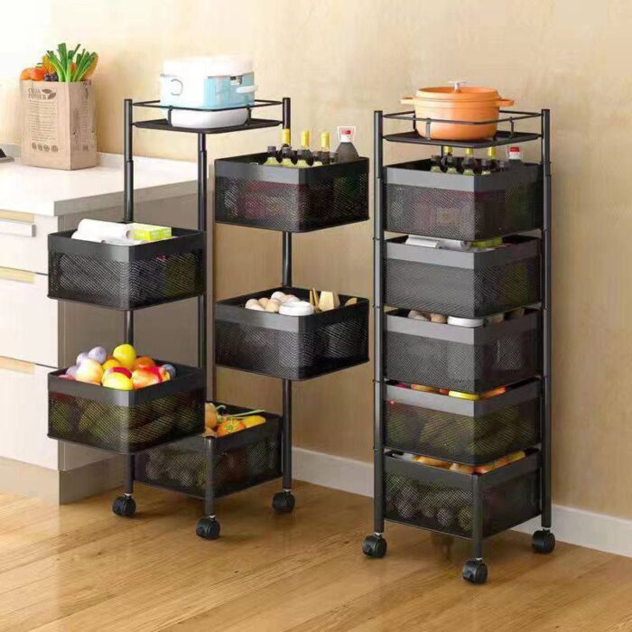 5 layers rotating kitchen bathroom office fruit vegetables rack  round - Image 1