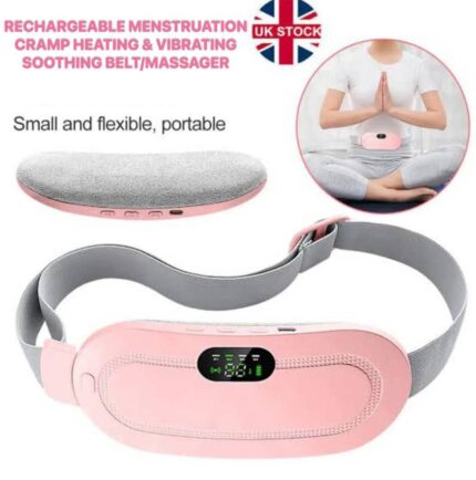 Rechargeable menstruation cramp heating & vibrating soothing belt massager