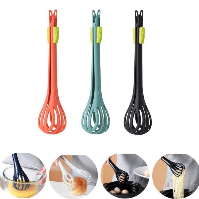 Multifunctional Egg Beater  Milk Whisk Pasta Tongs Food Clips Mixer Manual Stirrer - Image 1
