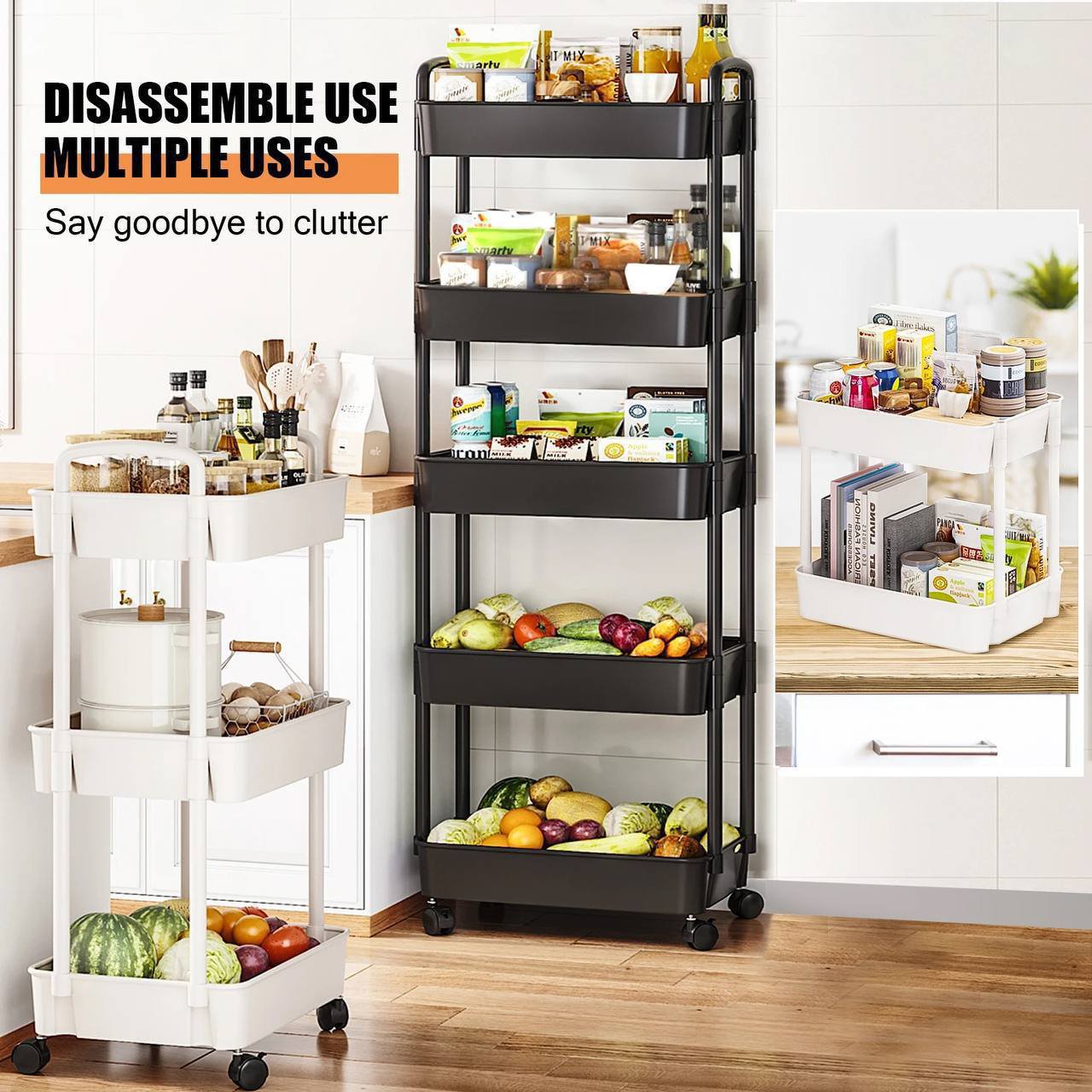 2025/10/1004513940.jpg 5 layers multifunctional movable storage rack - Image 1