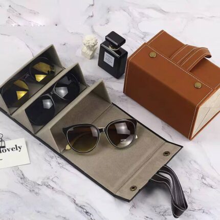 leather travel glass storage case