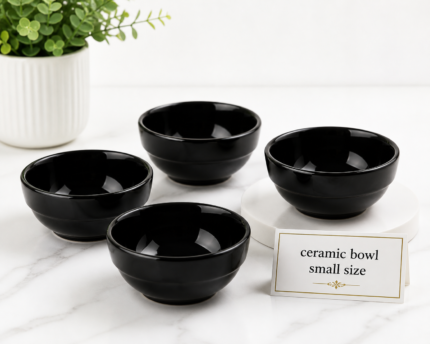 small size black ceramic bowl