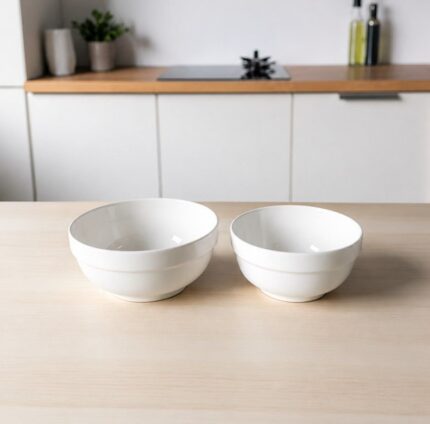 2pcs white bowl 6 and 7 inches